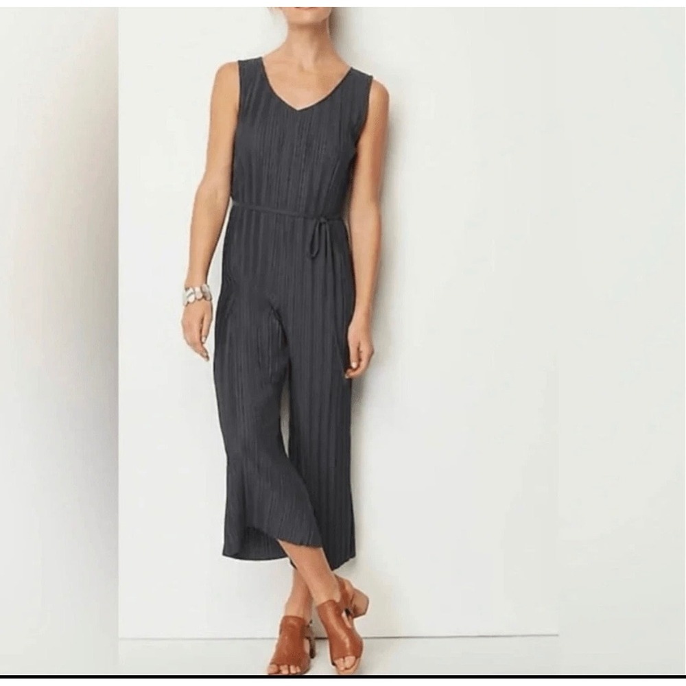 Pure Jill Elements Gray Pleated Wide Leg Jumpsuit Plus Size 3X Sleeveless